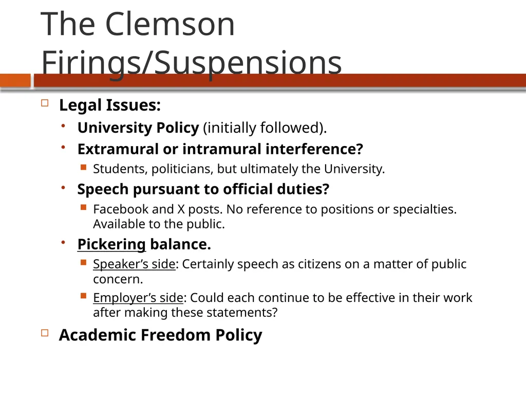 Academic Freedom: an overview USC Faculty Senate - slide 14 of 16