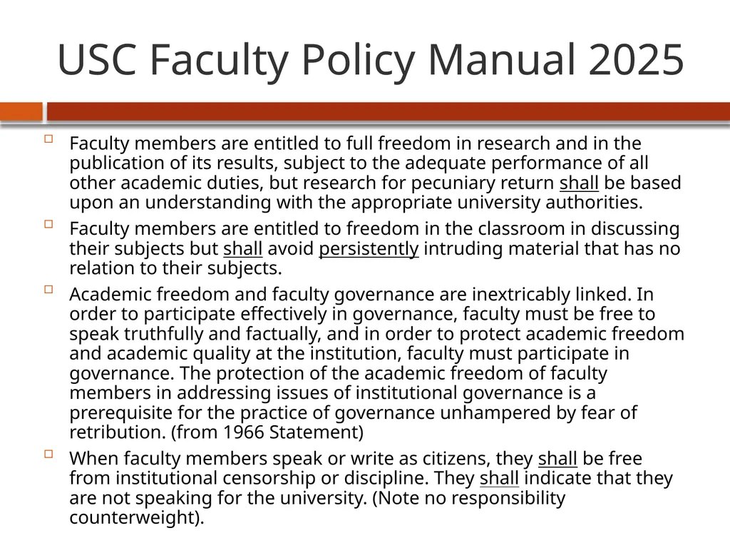Academic Freedom: an overview USC Faculty Senate - slide 4 of 16