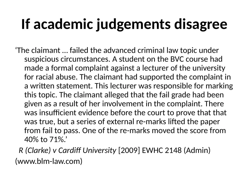 Disputes about academic judgement: has anything - slide 14 of 19
