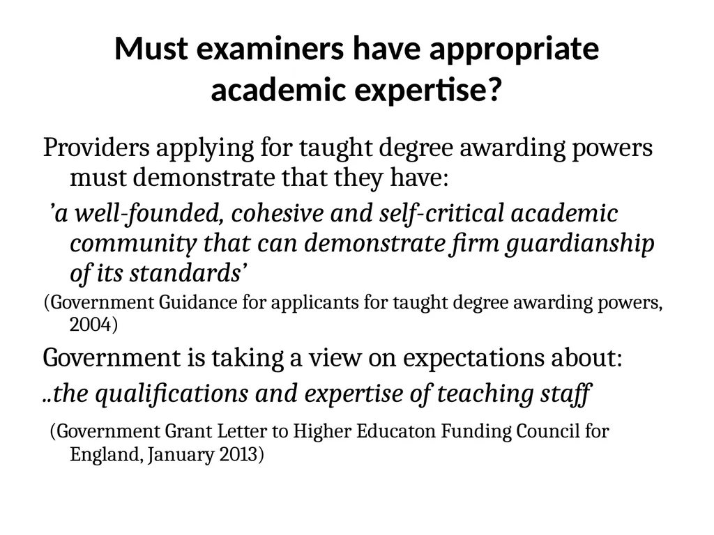 Disputes about academic judgement: has anything - slide 4 of 19