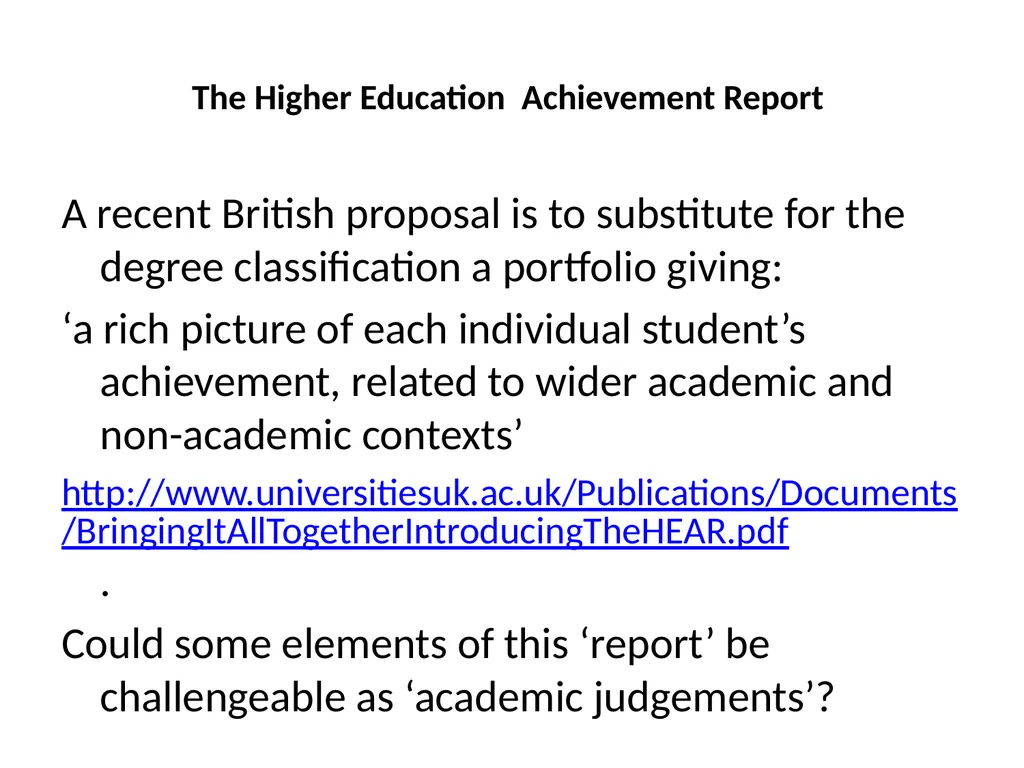 Disputes about academic judgement: has anything - slide 10 of 19