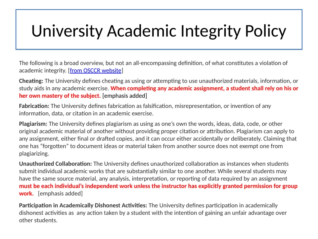 Academic Honesty CS 5010 Program Design Paradigms - slide 8 of 22