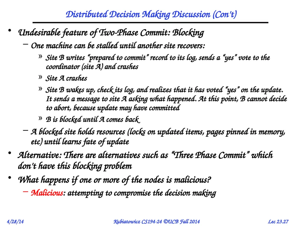 CS194-24 Advanced Operating Systems Structures and - slide 27 of 36