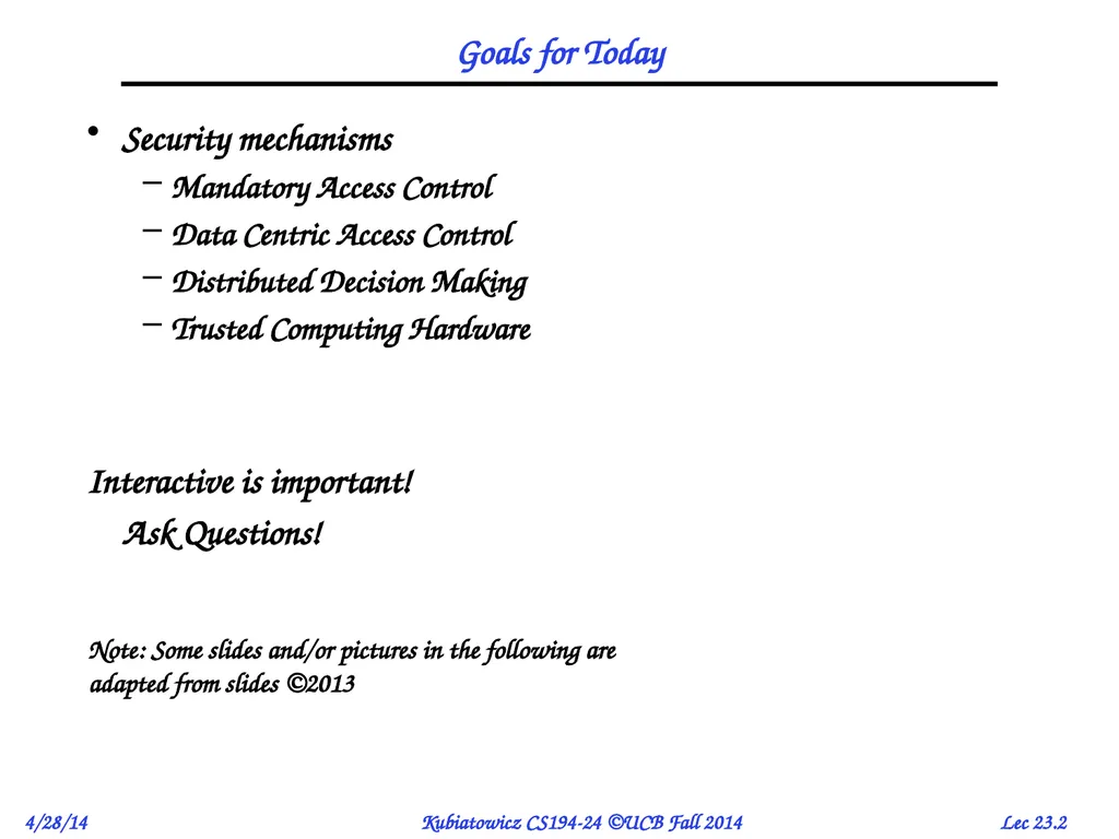 CS194-24 Advanced Operating Systems Structures and - slide 2 of 36