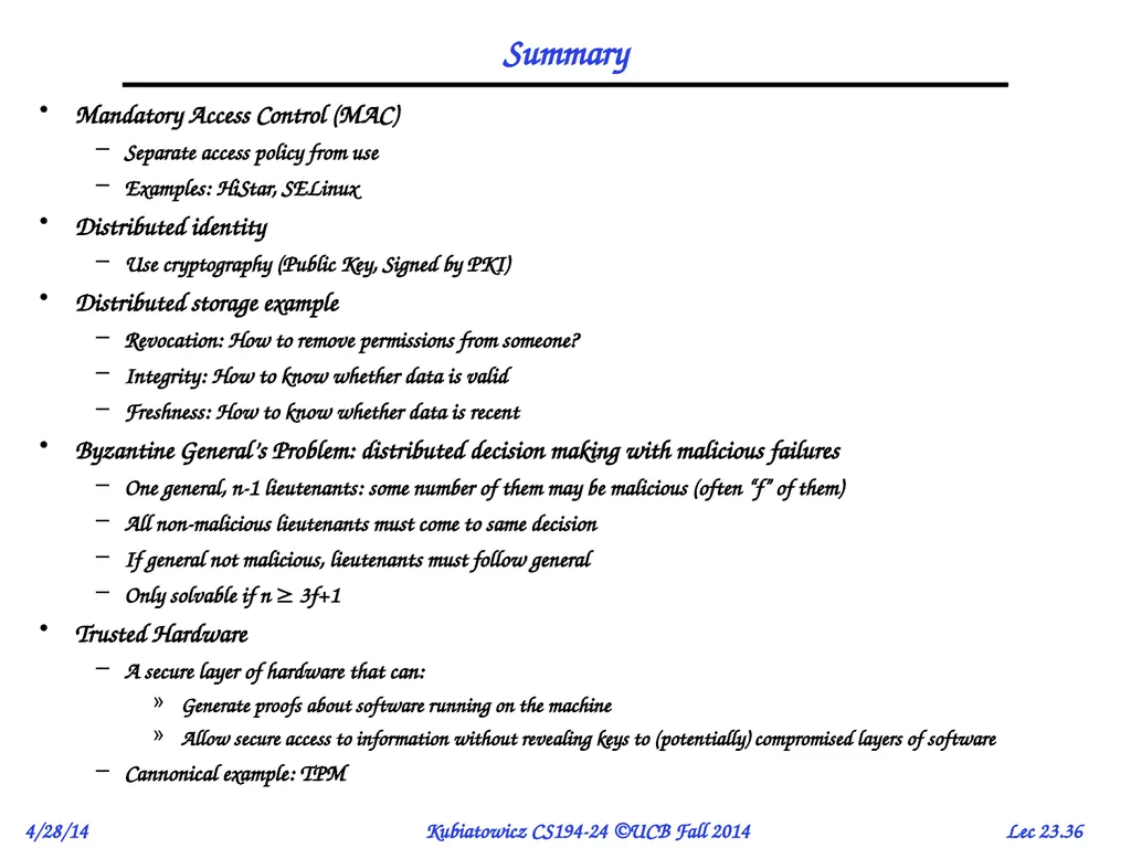 CS194-24 Advanced Operating Systems Structures and - slide 36 of 36