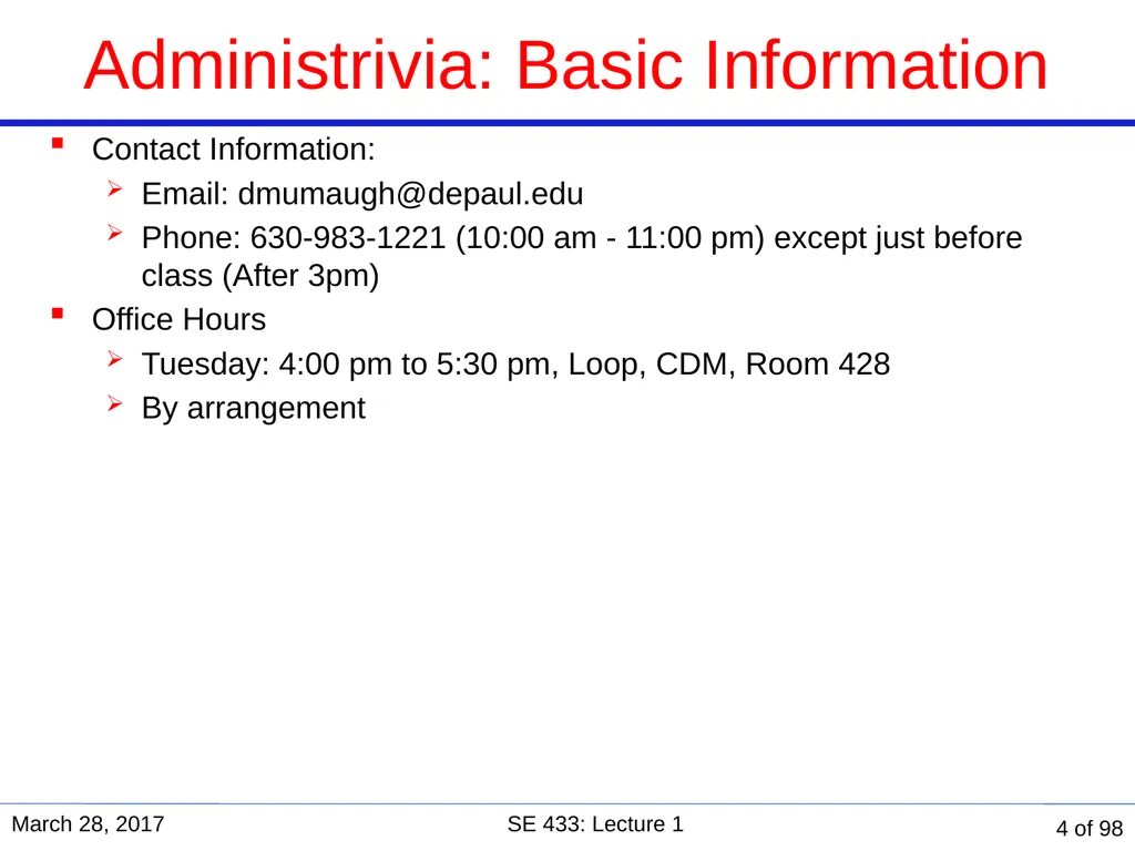 Are you in the right course? SE 433/333 Software - slide 4 of 93