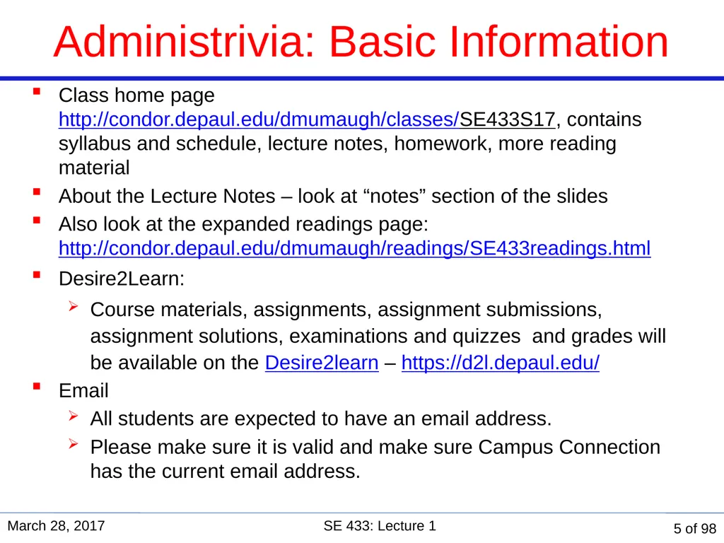 Are you in the right course? SE 433/333 Software - slide 5 of 93