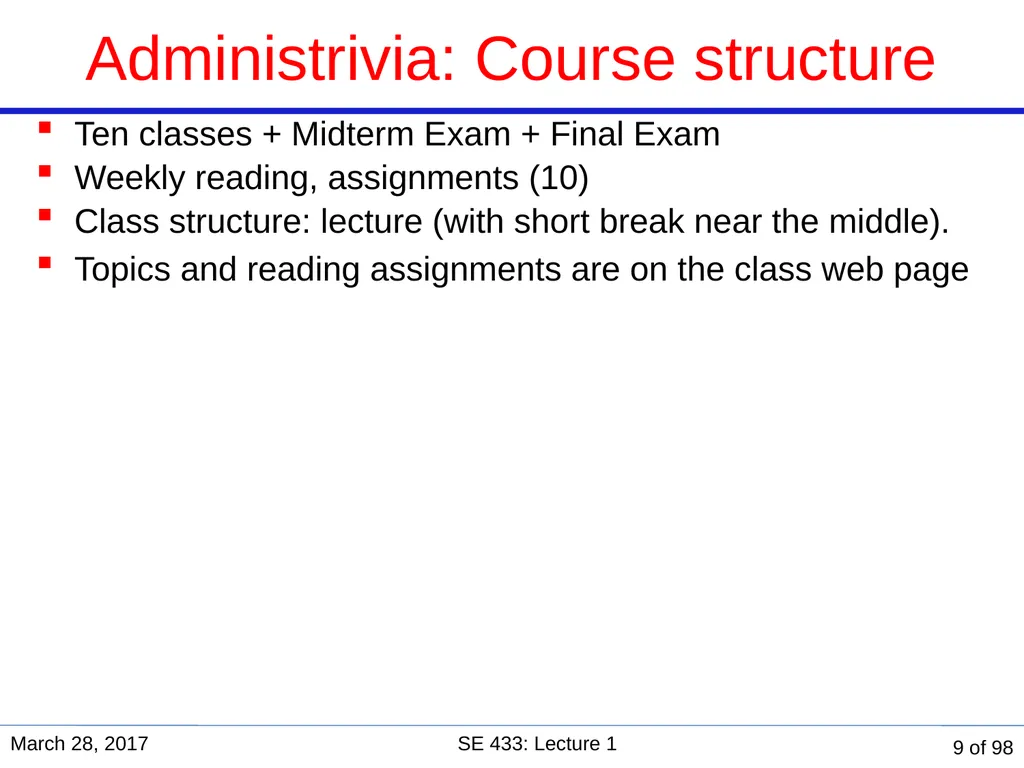 Are you in the right course? SE 433/333 Software - slide 9 of 93
