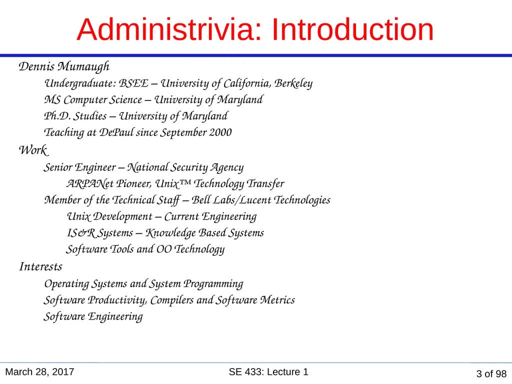Are you in the right course? SE 433/333 Software - slide 3 of 93