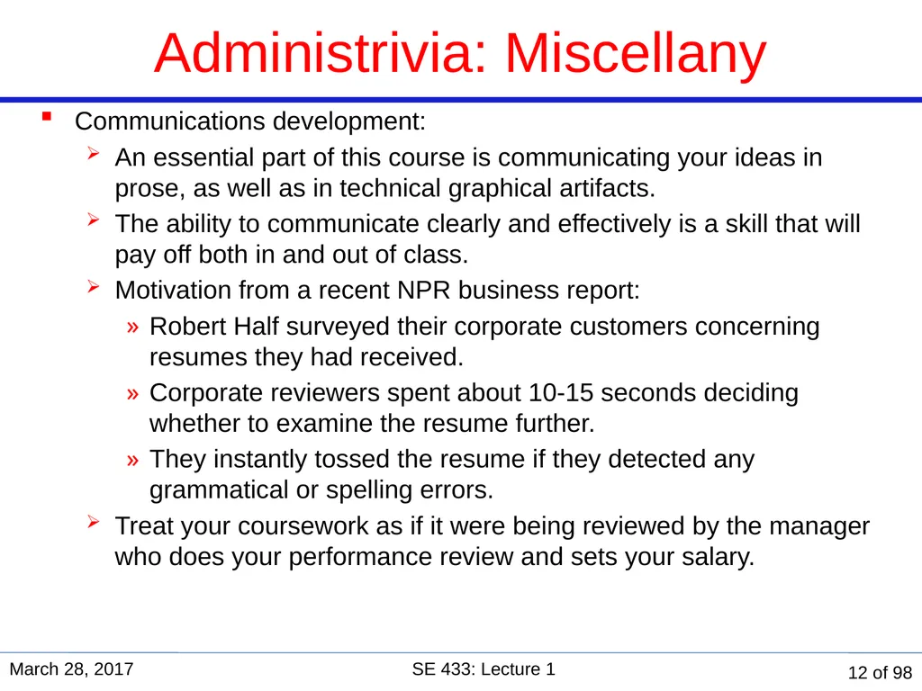 Are you in the right course? SE 433/333 Software - slide 12 of 93