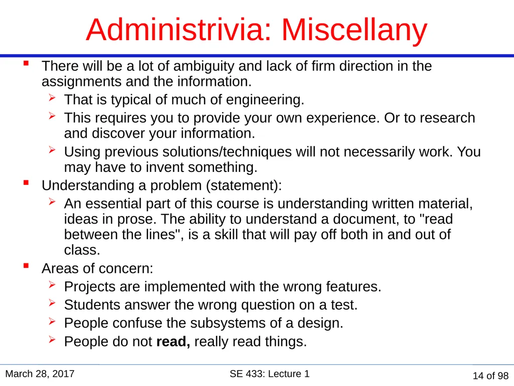 Are you in the right course? SE 433/333 Software - slide 14 of 93