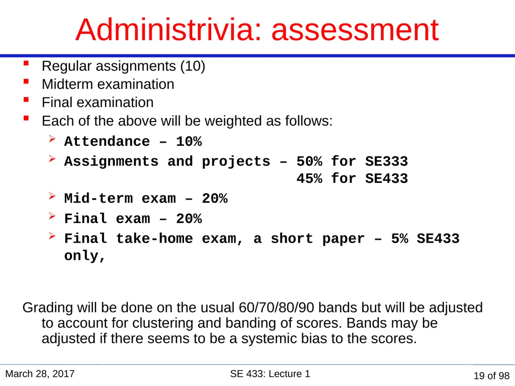 Are you in the right course? SE 433/333 Software - slide 19 of 93