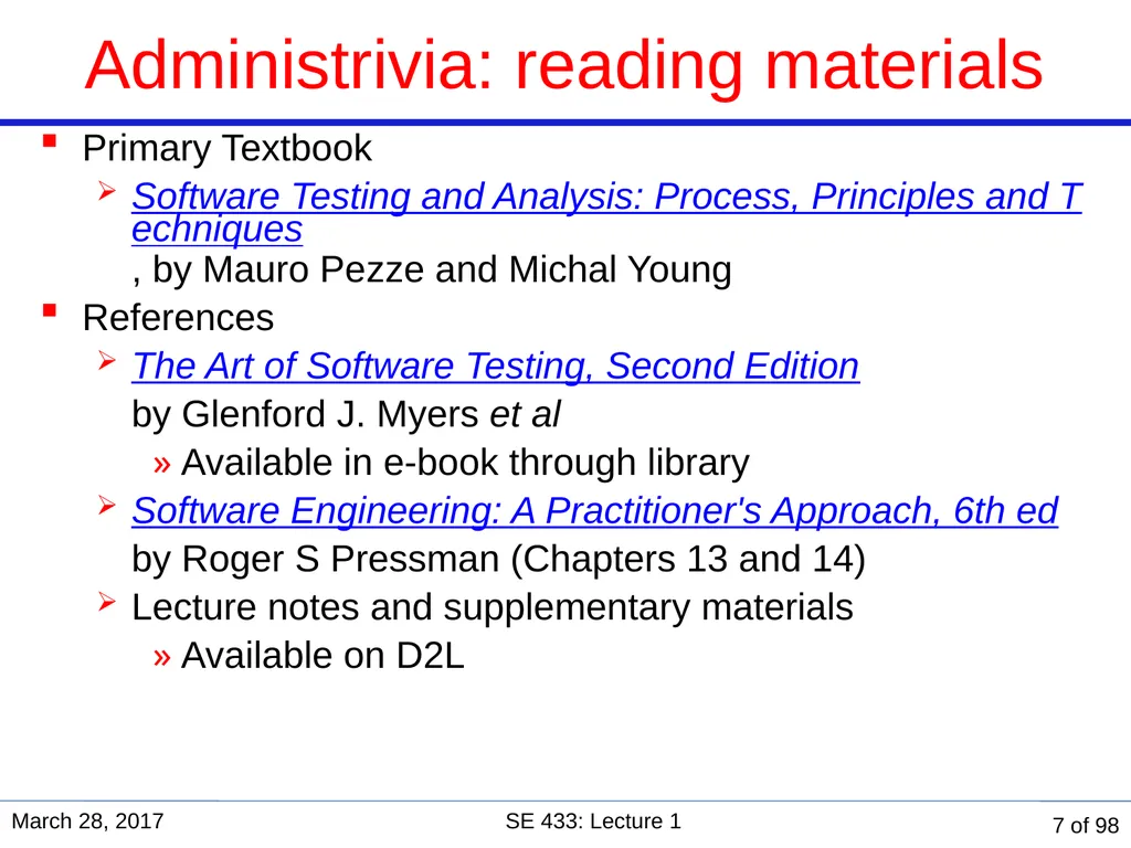 Are you in the right course? SE 433/333 Software - slide 7 of 93