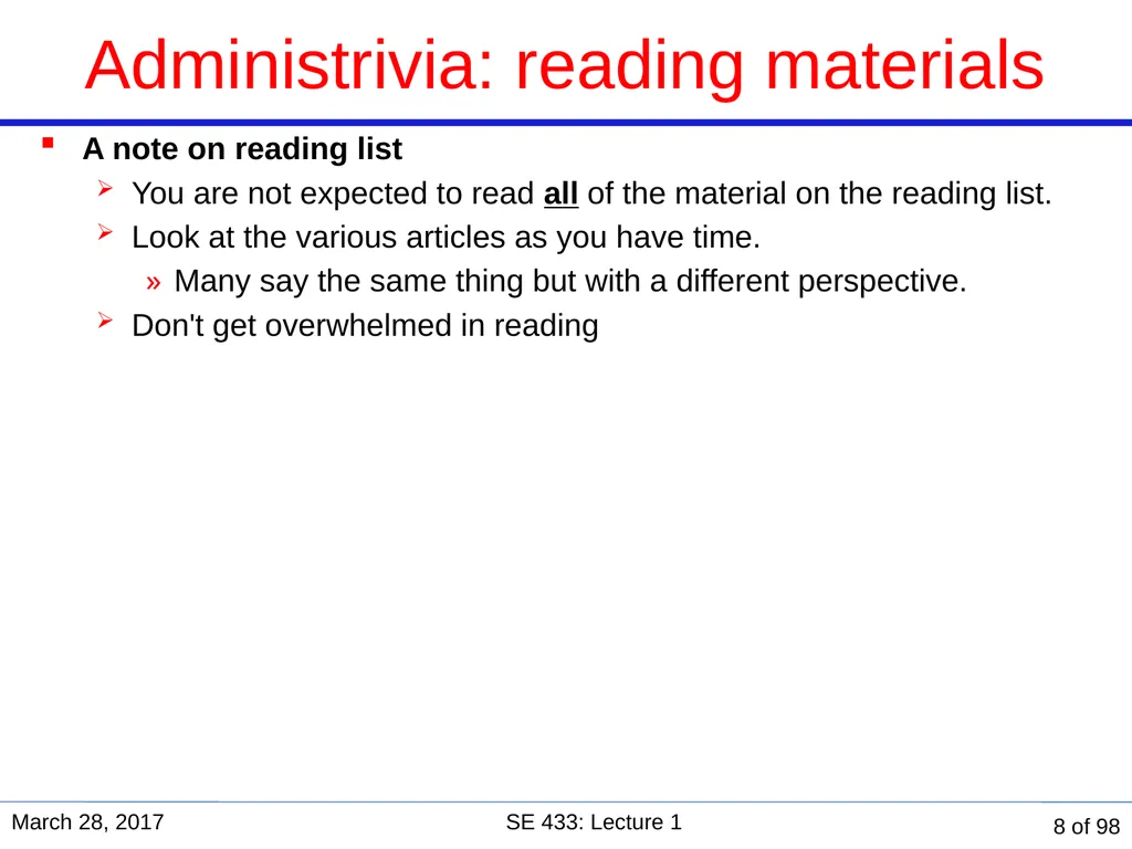 Are you in the right course? SE 433/333 Software - slide 8 of 93