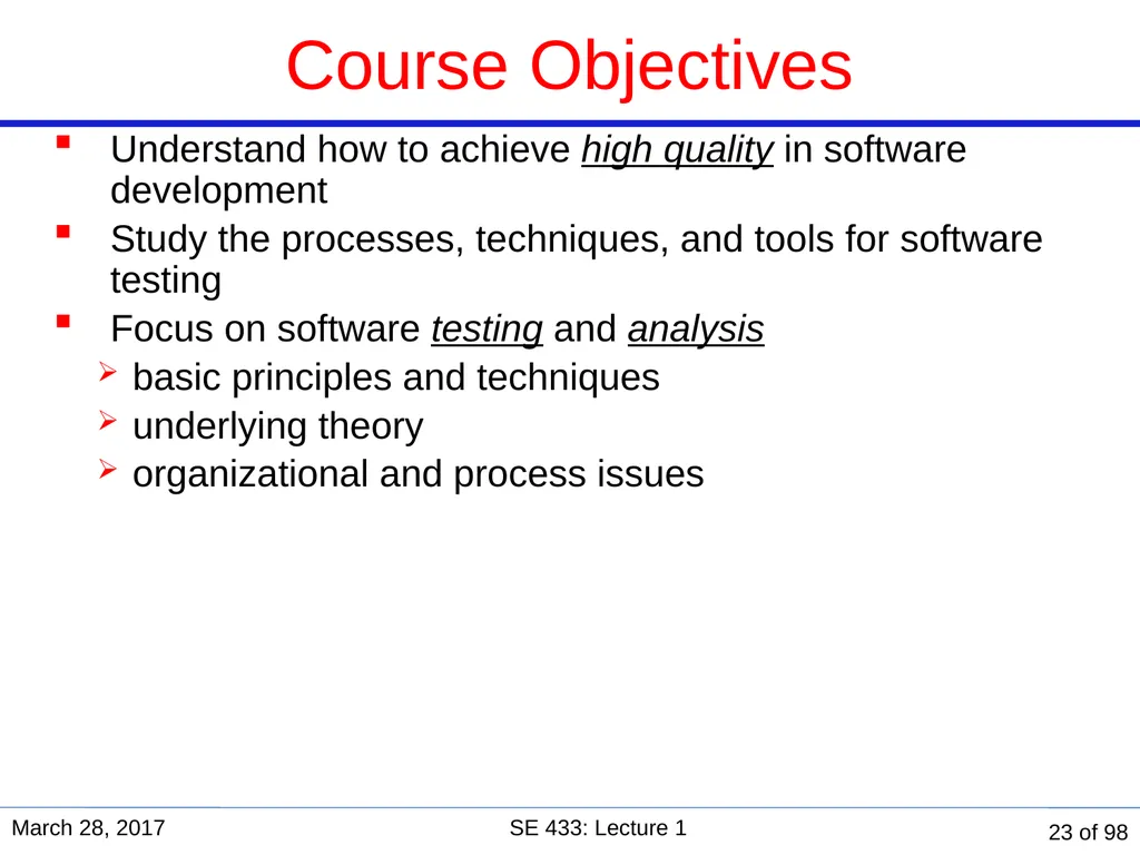 Are you in the right course? SE 433/333 Software - slide 23 of 93