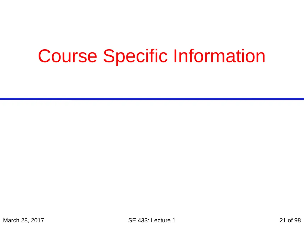 Are you in the right course? SE 433/333 Software - slide 21 of 93