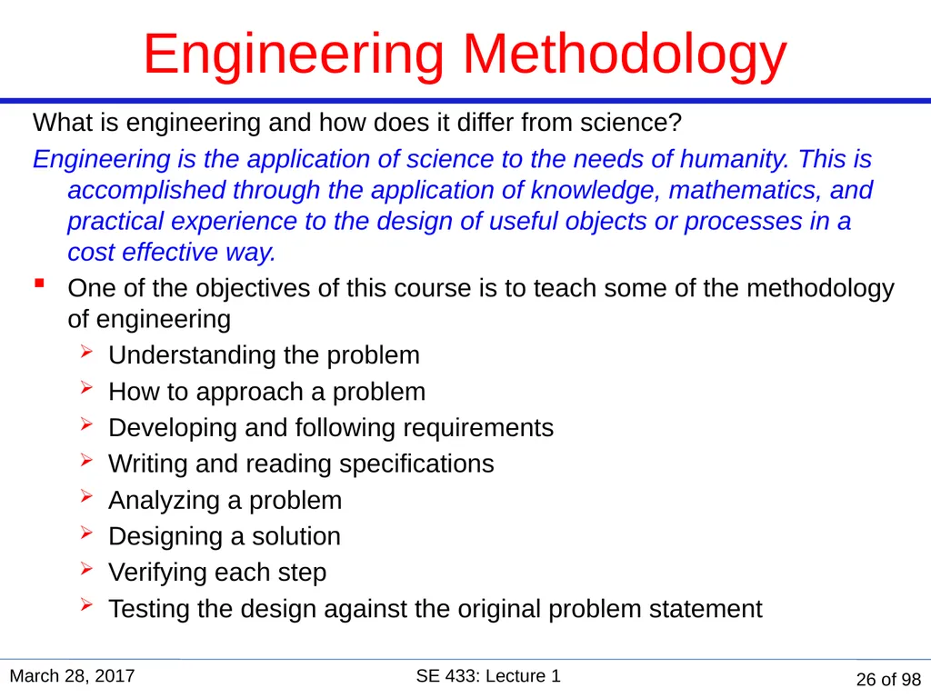 Are you in the right course? SE 433/333 Software - slide 26 of 93