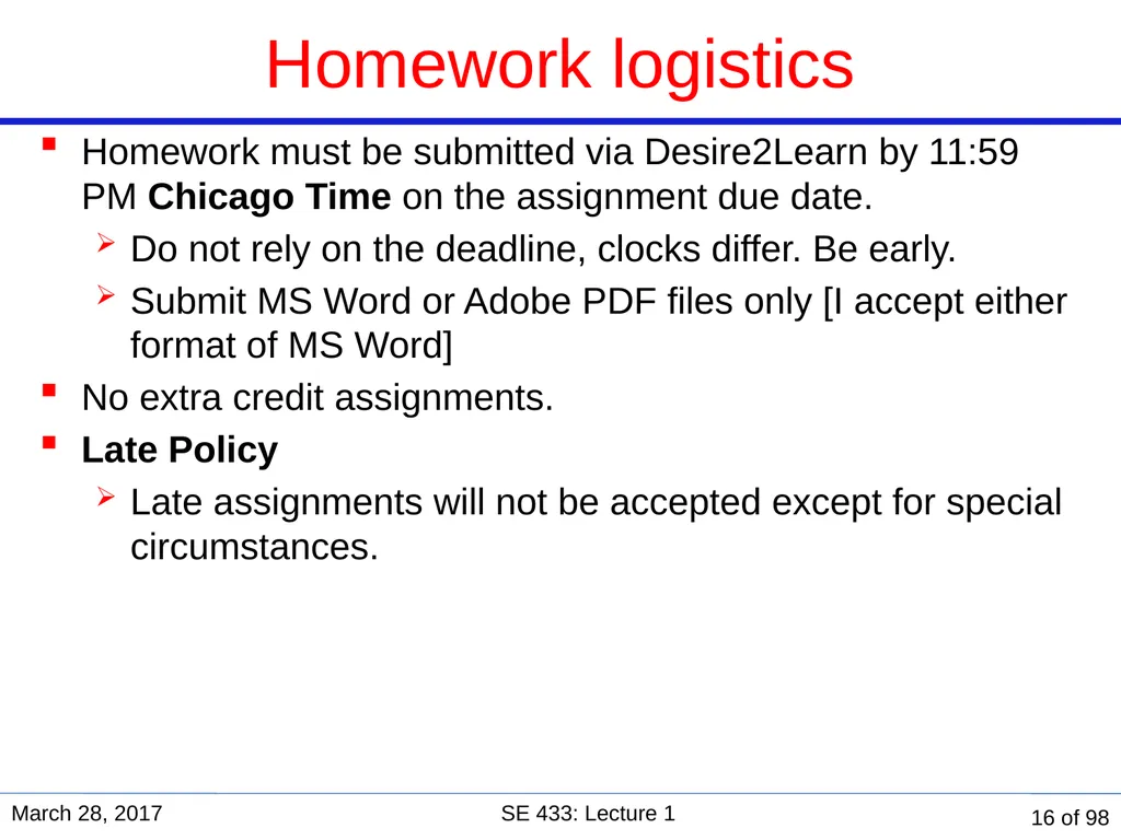 Are you in the right course? SE 433/333 Software - slide 16 of 93