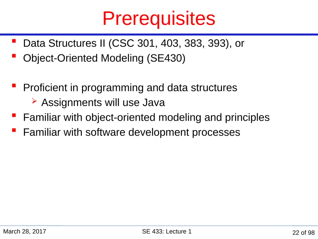 Are you in the right course? SE 433/333 Software - slide 22 of 93