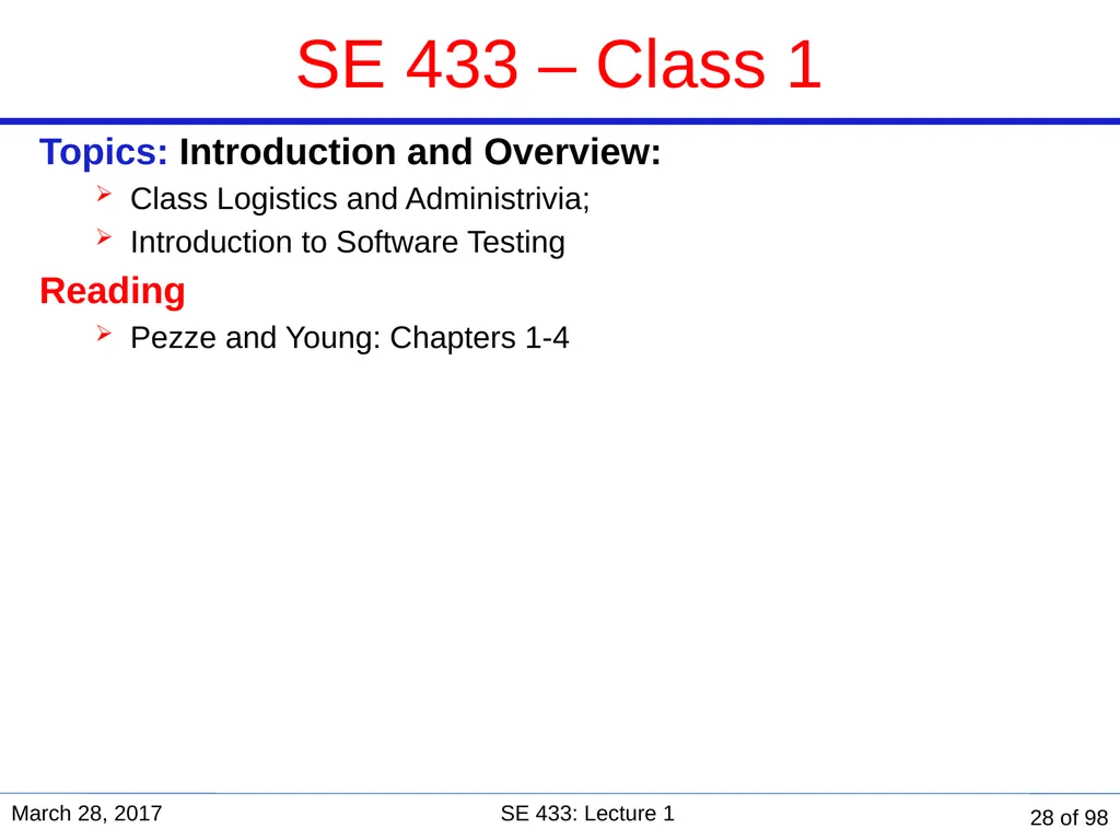 Are you in the right course? SE 433/333 Software - slide 28 of 93