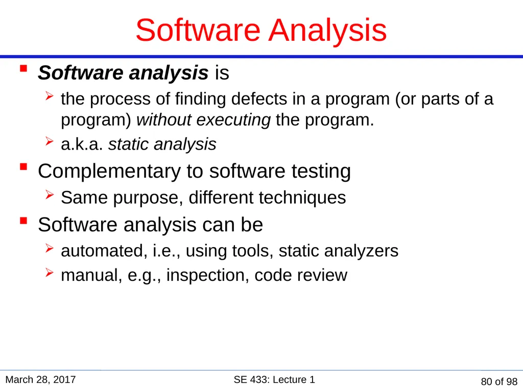 Are you in the right course? SE 433/333 Software - slide 75 of 93