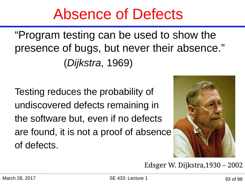Are you in the right course? SE 433/333 Software - slide 88 of 93