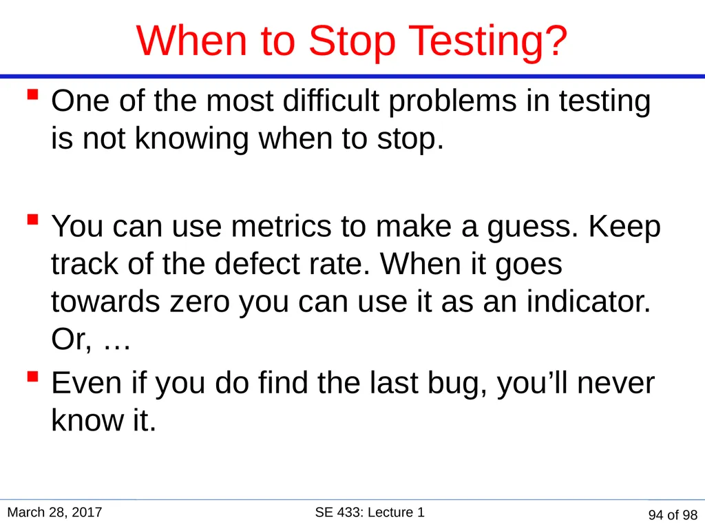 Are you in the right course? SE 433/333 Software - slide 89 of 93
