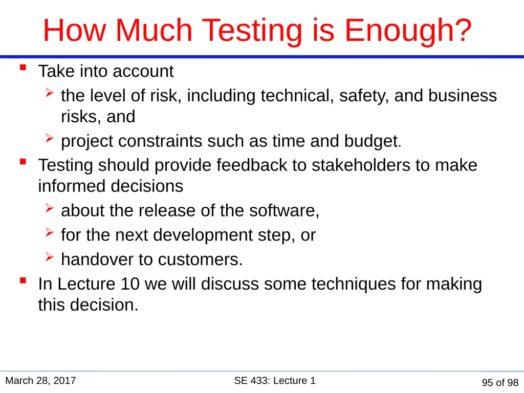 Are you in the right course? SE 433/333 Software - slide 90 of 93