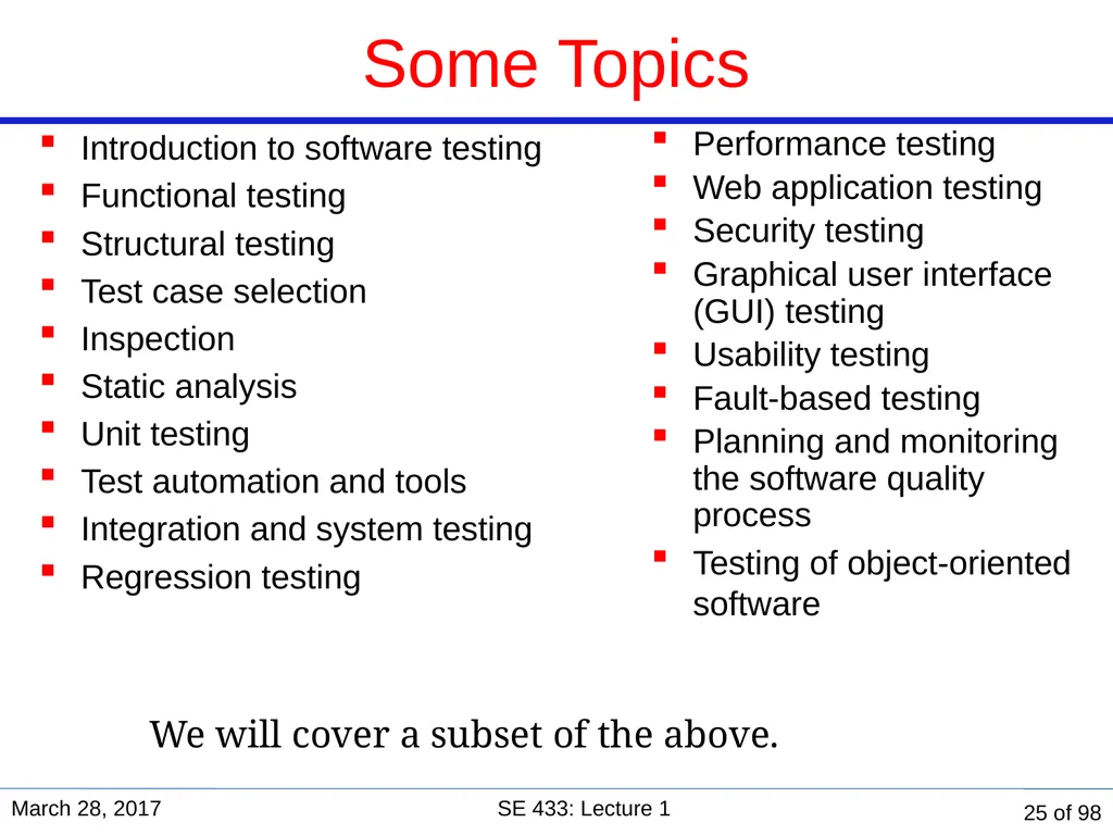 Are you in the right course? SE 433/333 Software - slide 25 of 93