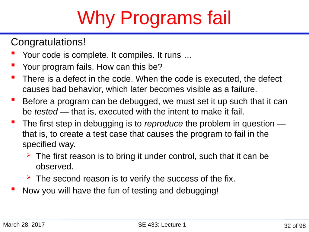 Are you in the right course? SE 433/333 Software - slide 32 of 93