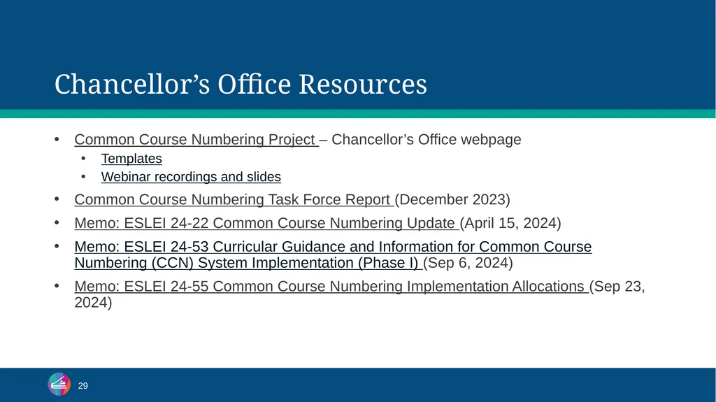Common Course Numbering Curriculum - slide 28 of 29