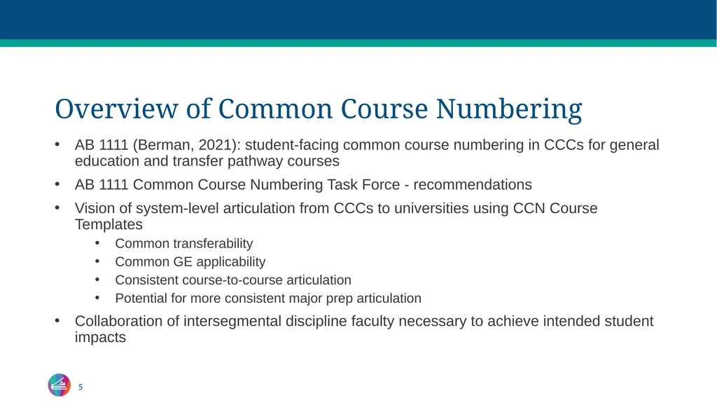 Common Course Numbering Curriculum - slide 5 of 29