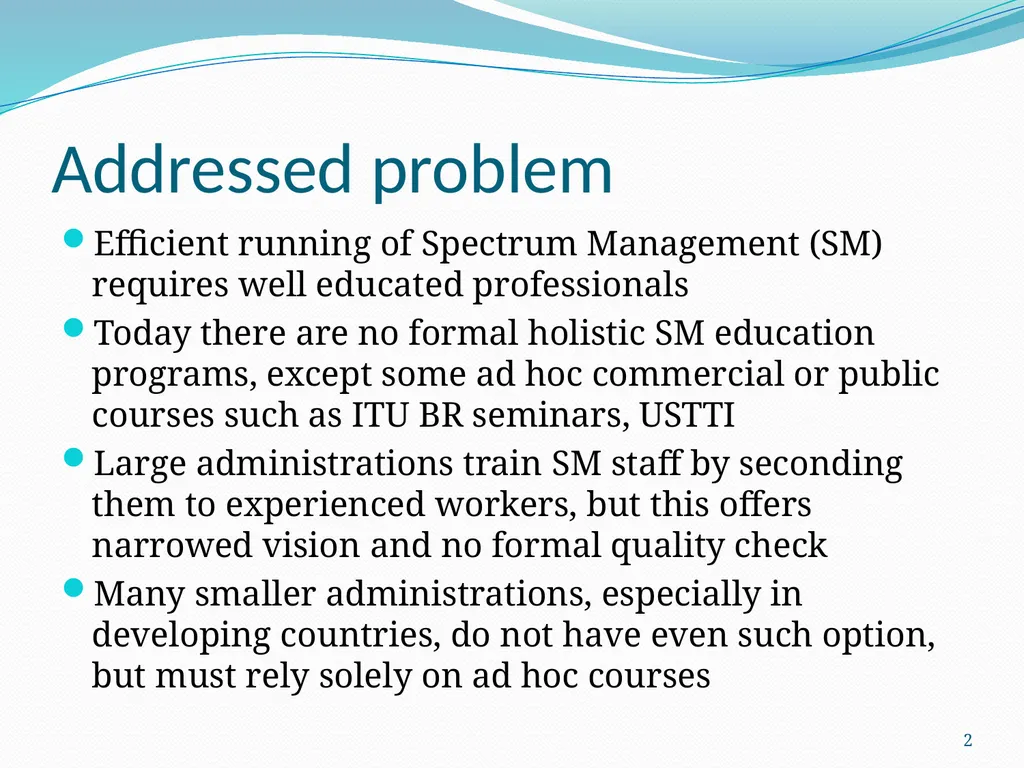 ITU Spectrum Management Training Program (SMTP) - slide 2 of 13