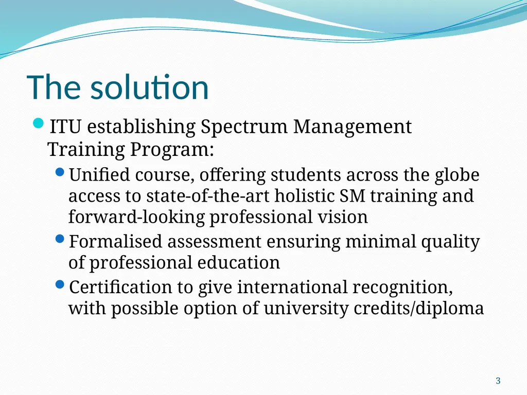 ITU Spectrum Management Training Program (SMTP) - slide 3 of 13