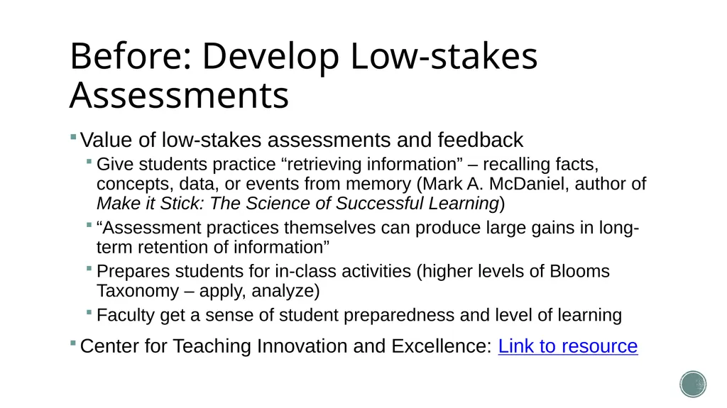 Course Design and Pedagogy The Center for - slide 22 of 35
