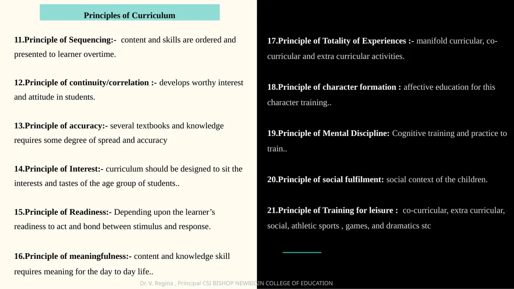 KNOWLEDGE AND CURRICULUM Unit VII- Principles of - slide 7 of 21