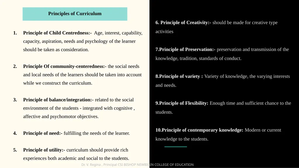 KNOWLEDGE AND CURRICULUM Unit VII- Principles of - slide 6 of 21