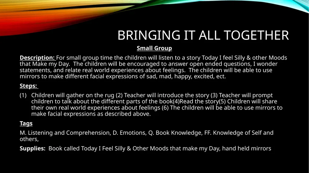 Lesson Planning 11/1/19 Sections Greeting Time - slide 11 of 11