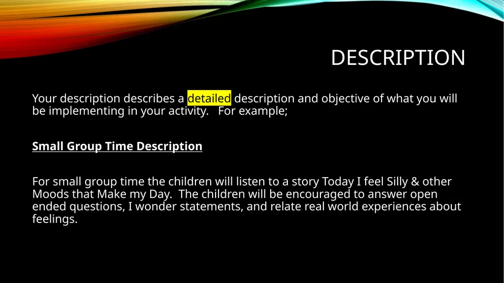 Lesson Planning 11/1/19 Sections Greeting Time - slide 6 of 11