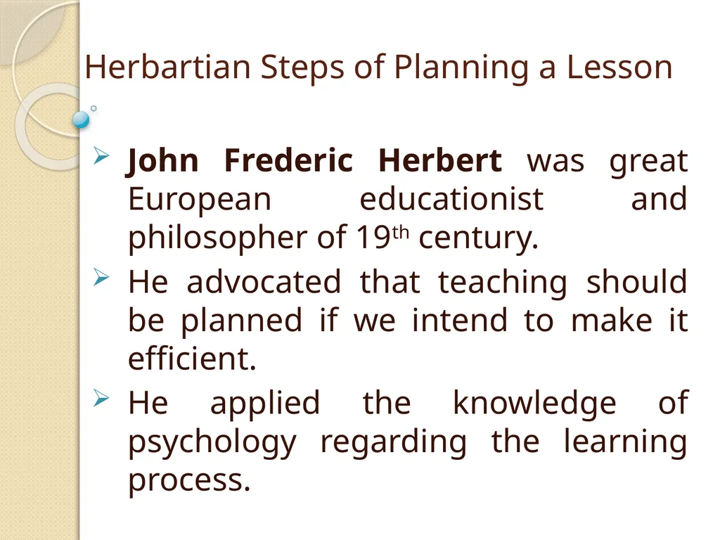 Herbartian Steps of Planning a Lesson John - slide 1 of 9