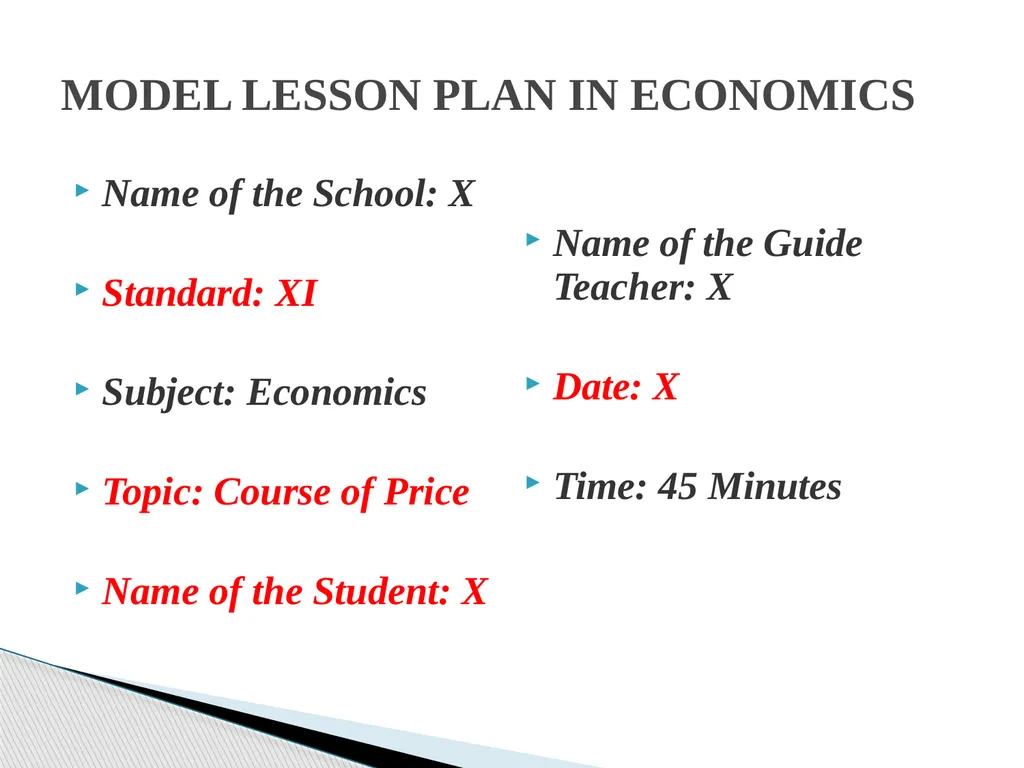 STRUCTURE OF A FOUR FOLD LESSON PLAN Dr. NAMBARU - slide 18 of 37