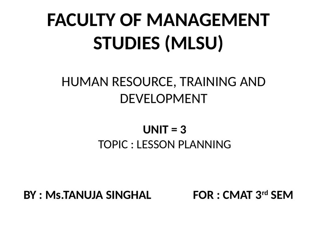 FACULTY OF MANAGEMENT STUDIES (MLSU) HUMAN - slide 1 of 12