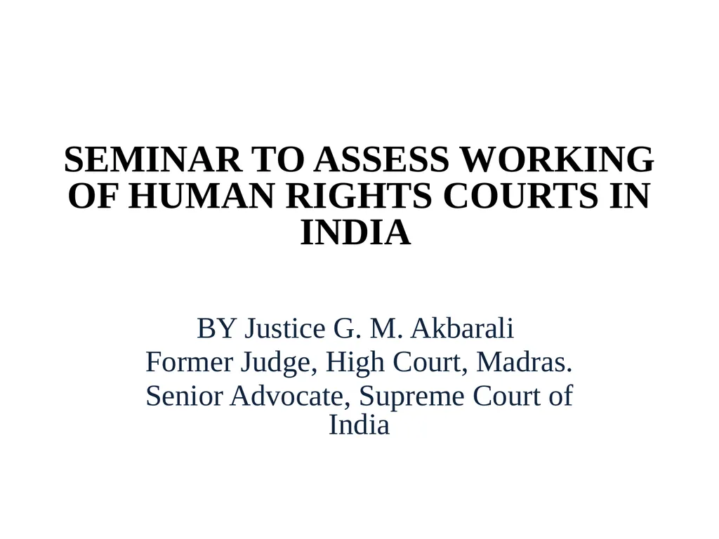 SEMINAR TO ASSESS WORKING OF HUMAN RIGHTS COURTS - slide 1 of 17