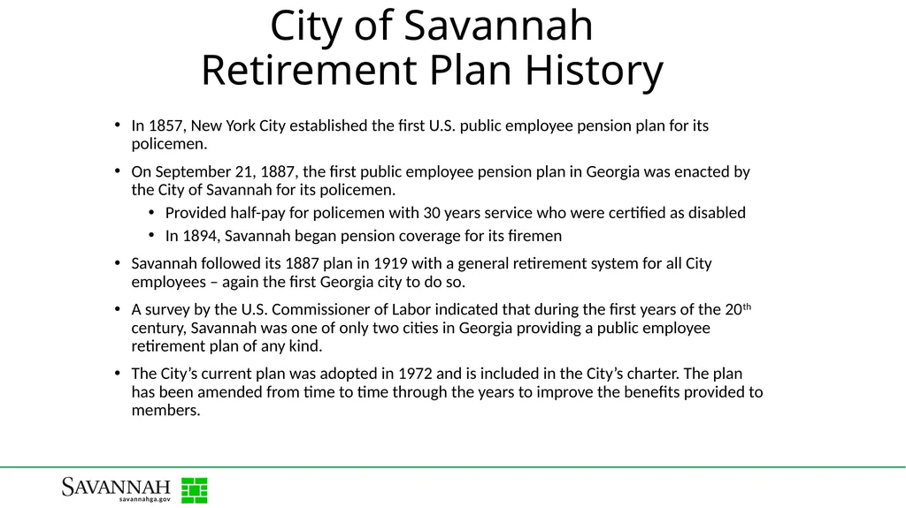 Pension Plan Update City of Savannah Employees’ - slide 2 of 11