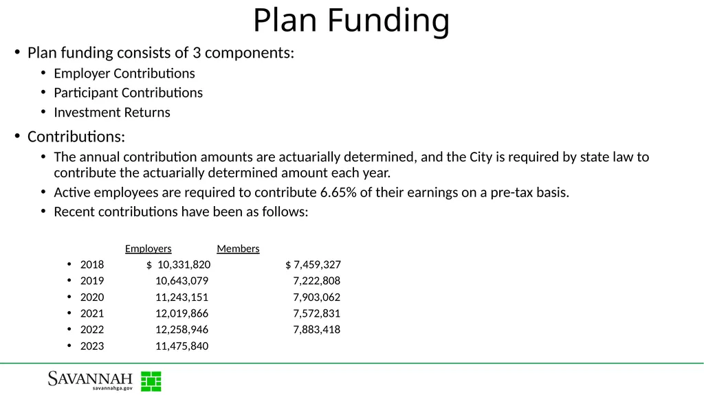Pension Plan Update City of Savannah Employees’ - slide 6 of 11