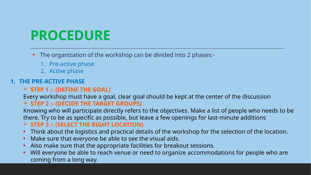 CONTENT INTRODUCTION The workshops are organized - slide 9 of 15