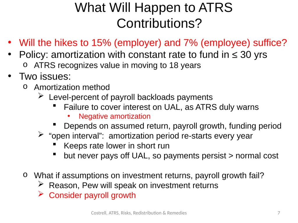 Costrell, ATRS, Risks, Redistribution & Remedies - slide 7 of 24