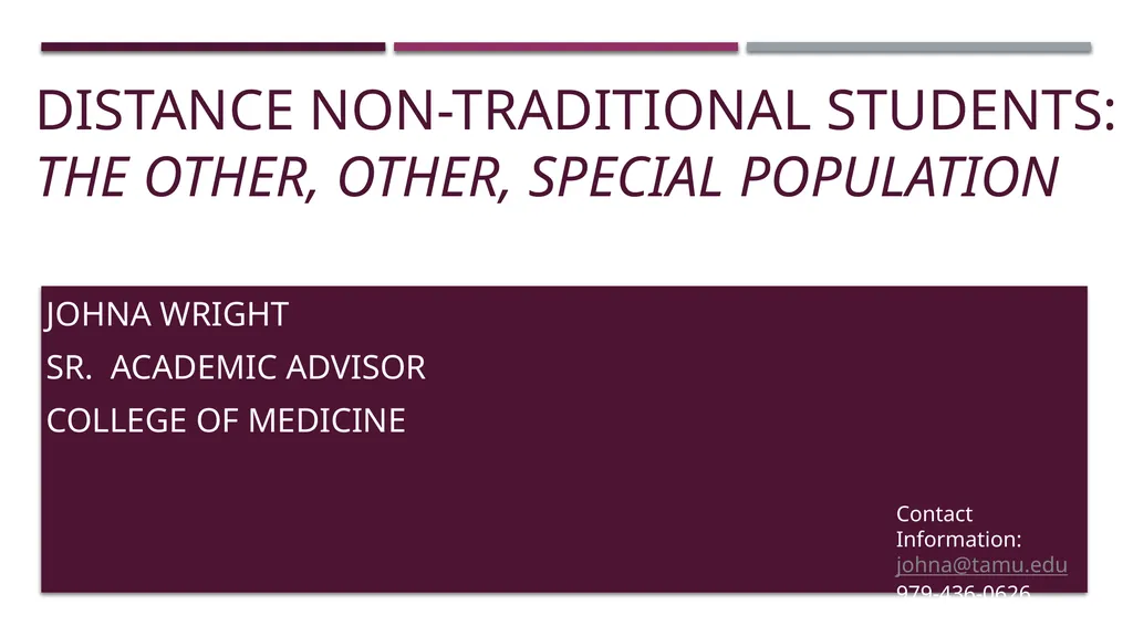 Johna Wright Sr. Academic Advisor College of