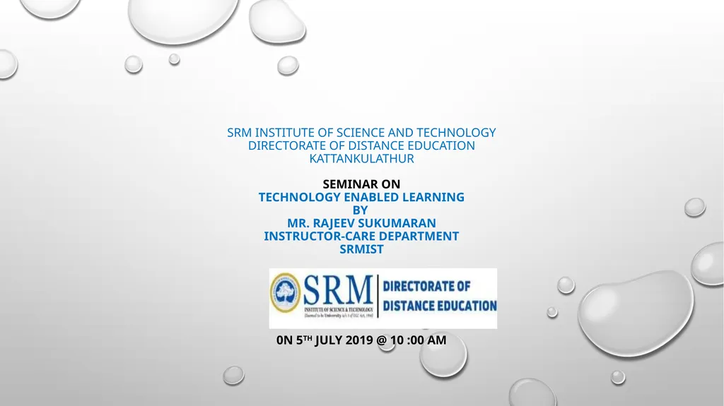 SRM INSTITUTE OF SCIENCE AND TECHNOLOGY - slide 1 of 17