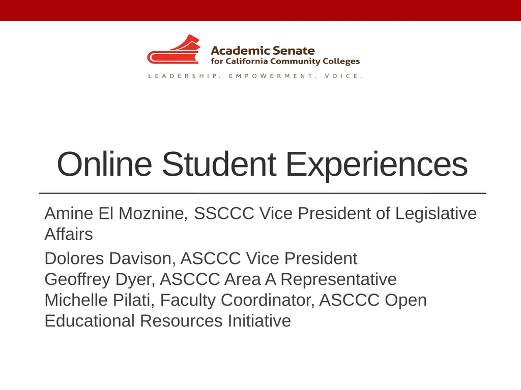 Online Student Experiences Amine El Moznine, SSCCC - slide 1 of 18
